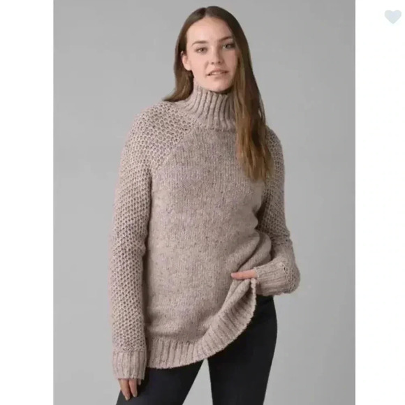Prana Ibid Sweater Tunic Women’s Multi Tan Size Medium Wool Blend Turtleneck - Picture 1 of 9